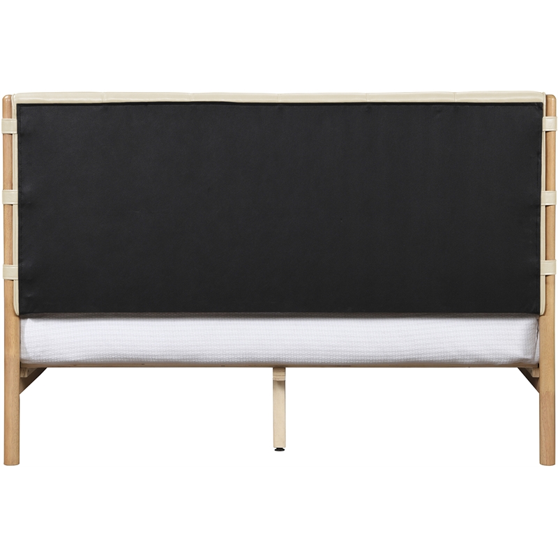 Bowery Hill Mid-Century Modern Soft Cream Vegan Leather Full Bed