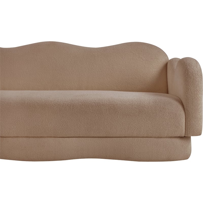 Bowery Hill Contemporary Soft Beige Teddy Durable Fabric Sofa