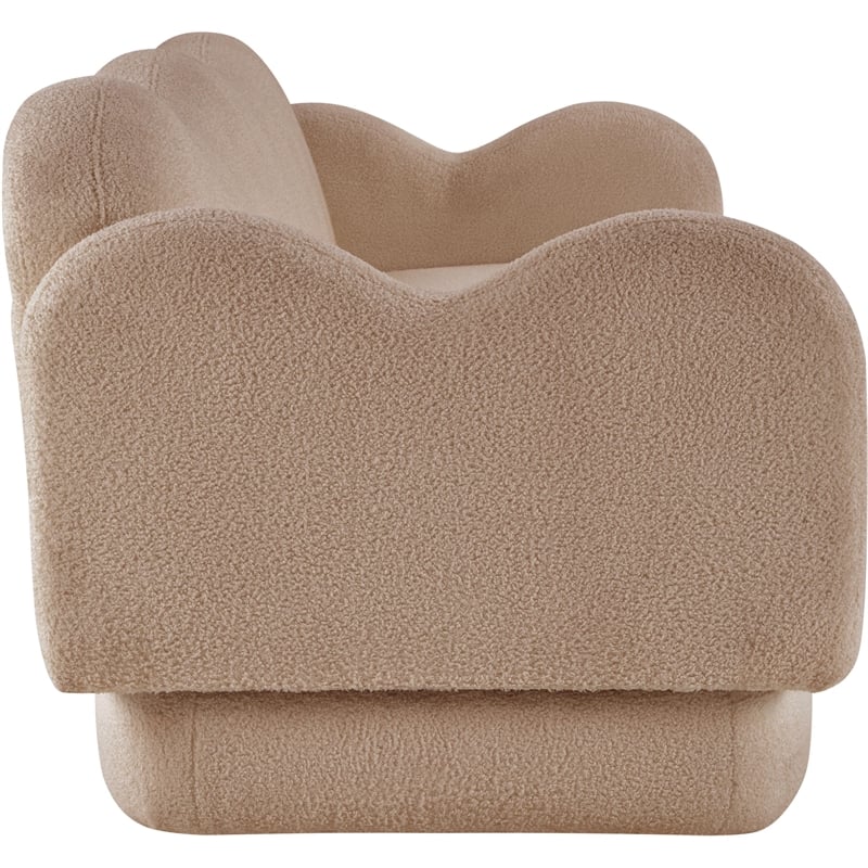 Bowery Hill Contemporary Soft Beige Teddy Durable Fabric Sofa