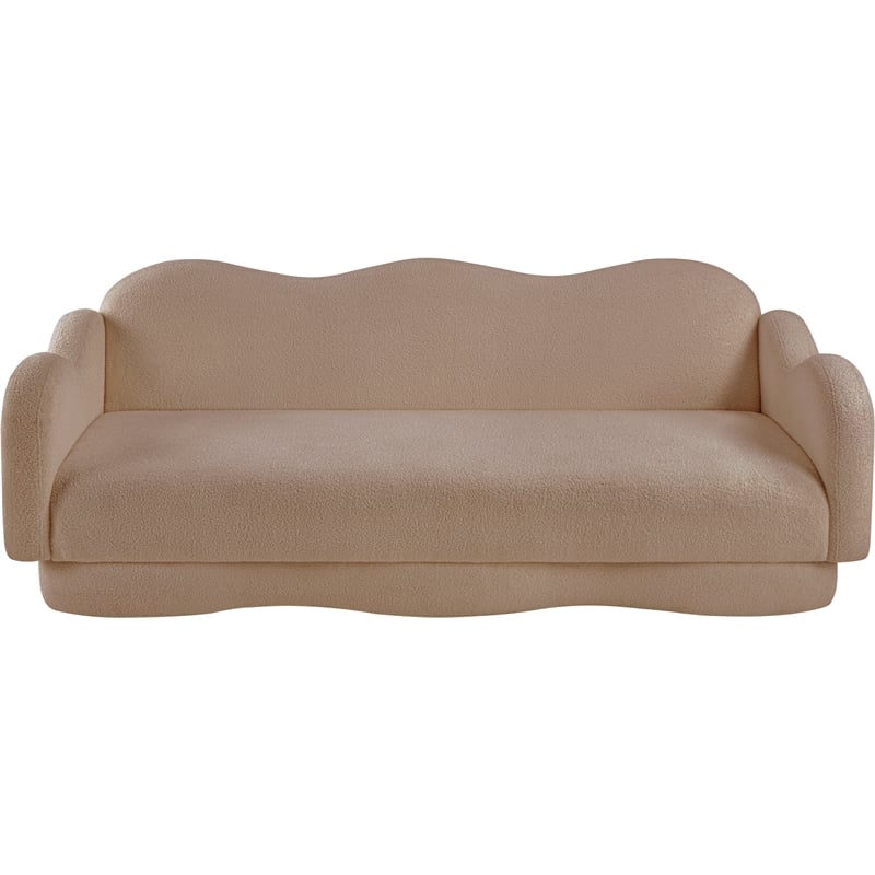 Bowery Hill Contemporary Soft Beige Teddy Durable Fabric Sofa