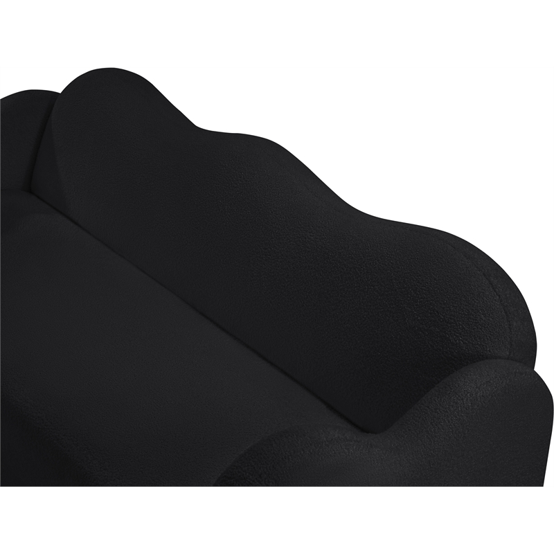 Bowery Hill Contemporary Soft Black Teddy Durable Fabric Sofa