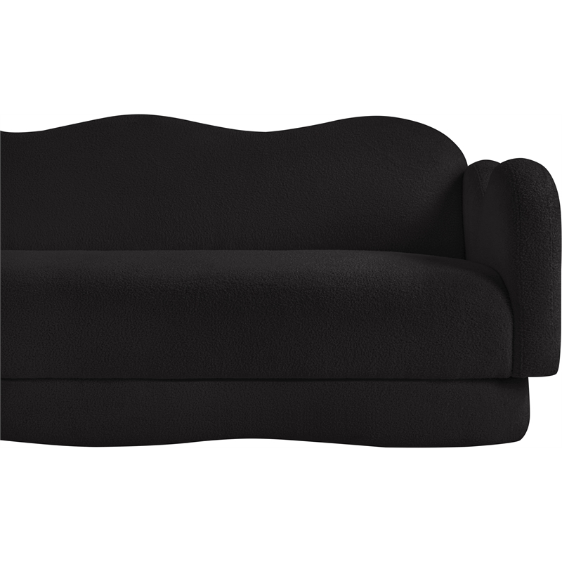 Bowery Hill Contemporary Soft Black Teddy Durable Fabric Sofa