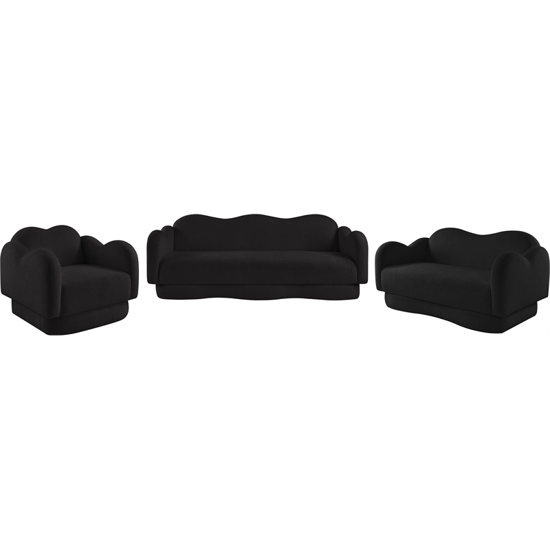 Bowery Hill Contemporary Soft Black Teddy Durable Fabric Sofa