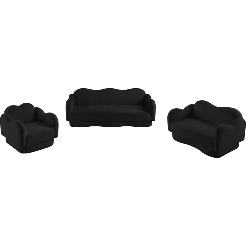 Bowery Hill Contemporary Soft Black Teddy Durable Fabric Sofa