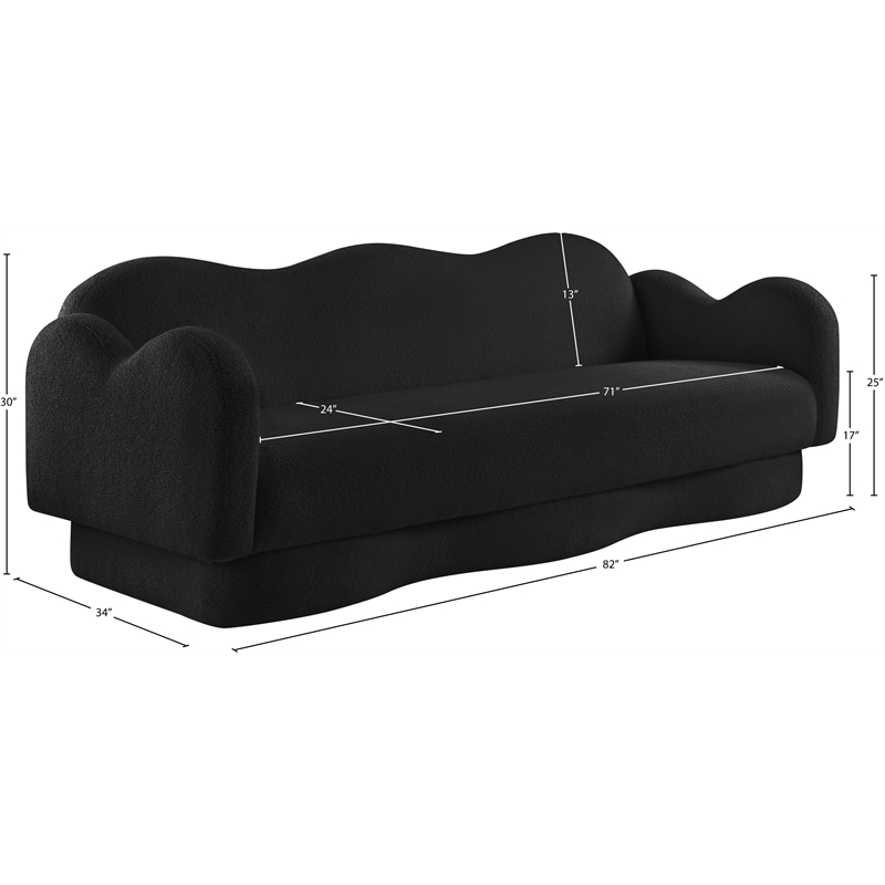 Bowery Hill Contemporary Soft Black Teddy Durable Fabric Sofa