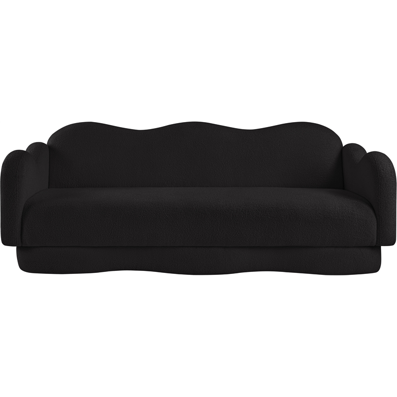Bowery Hill Contemporary Soft Black Teddy Durable Fabric Sofa