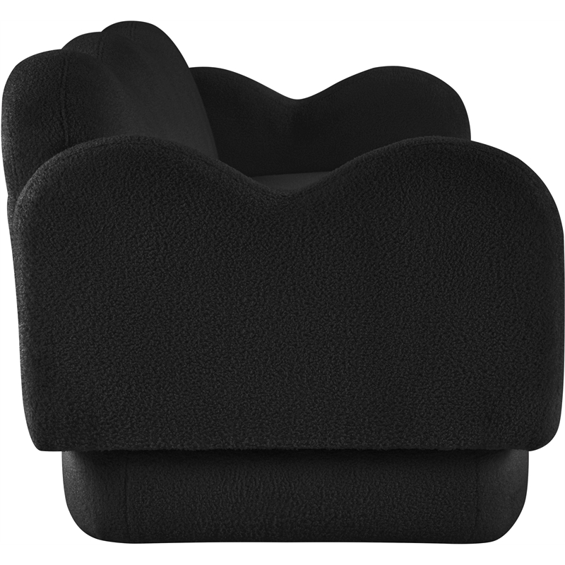 Bowery Hill Contemporary Soft Black Teddy Durable Fabric Sofa