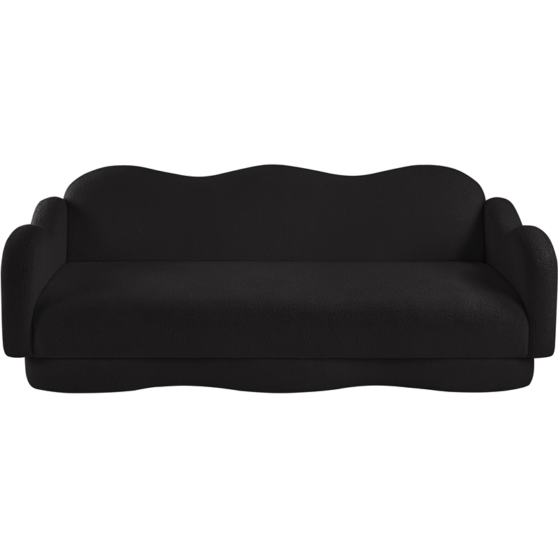 Bowery Hill Contemporary Soft Black Teddy Durable Fabric Sofa