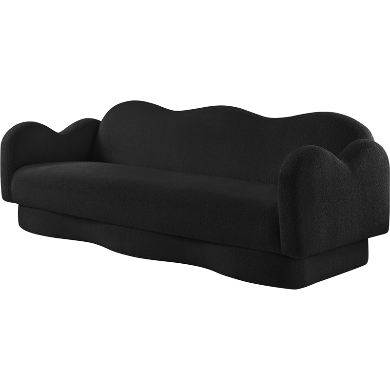 Bowery Hill Contemporary Soft Black Teddy Durable Fabric Sofa