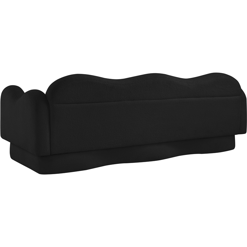Bowery Hill Contemporary Soft Black Teddy Durable Fabric Sofa