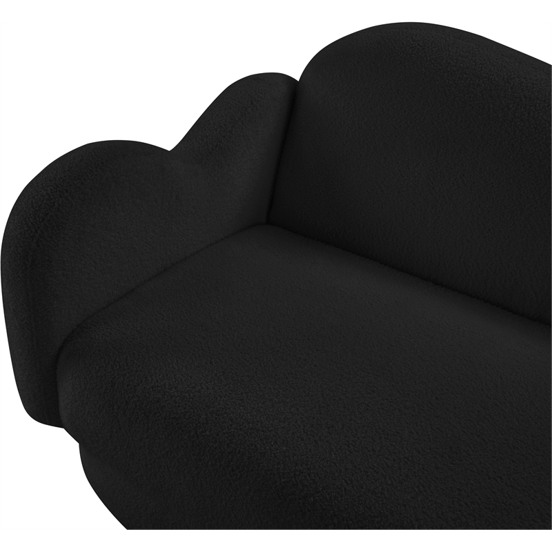 Bowery Hill Contemporary Soft Black Teddy Durable Fabric Sofa