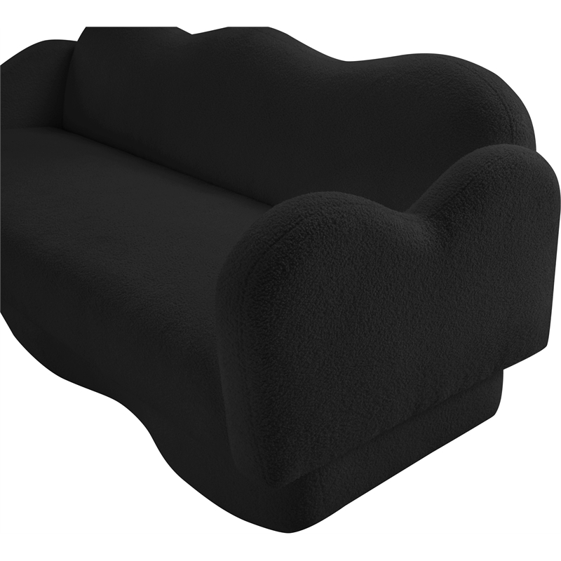 Bowery Hill Contemporary Soft Black Teddy Durable Fabric Sofa