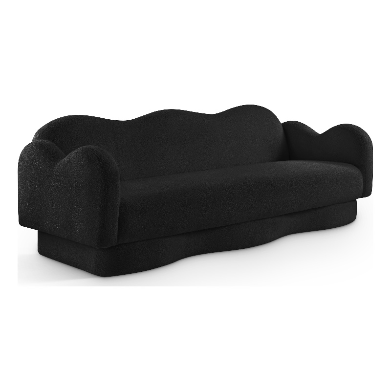 Bowery Hill Contemporary Soft Black Teddy Durable Fabric Sofa