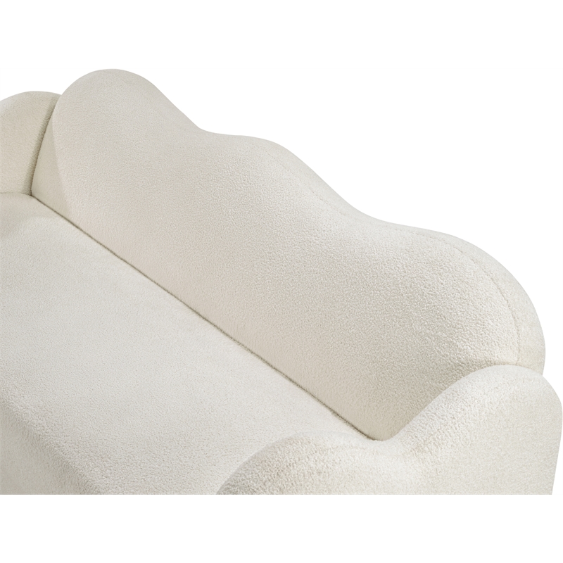 Bowery Hill Contemporary Soft Cream Teddy Durable Fabric Sofa
