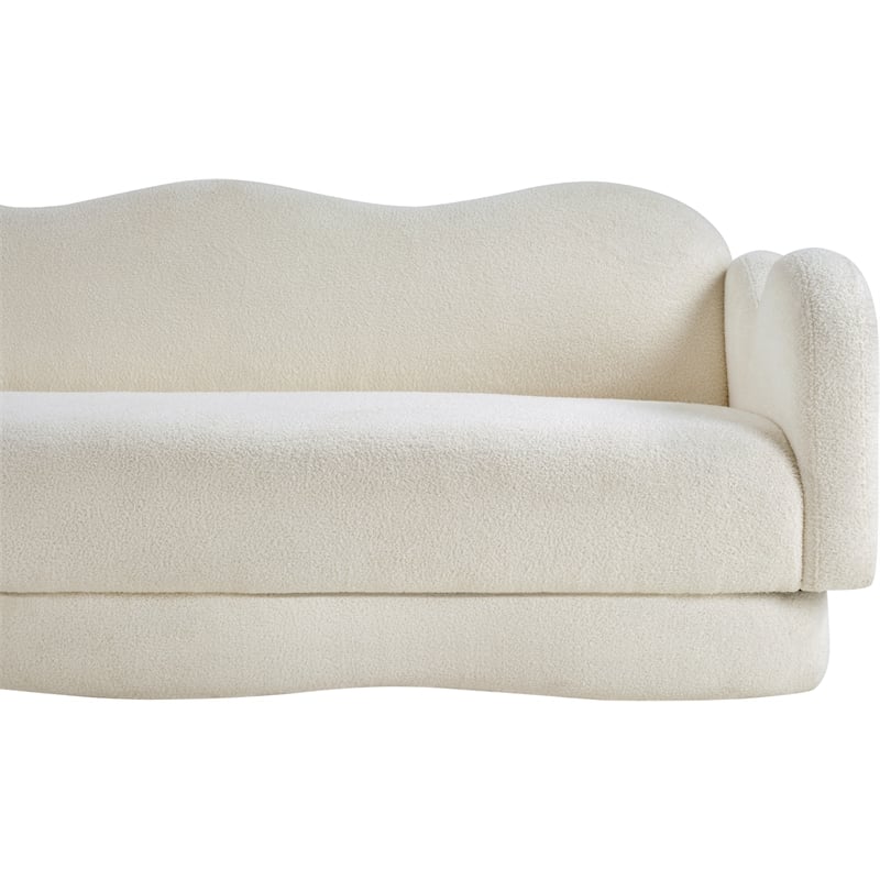 Bowery Hill Contemporary Soft Cream Teddy Durable Fabric Sofa