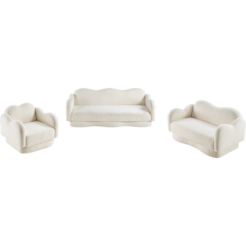 Bowery Hill Contemporary Soft Cream Teddy Durable Fabric Sofa