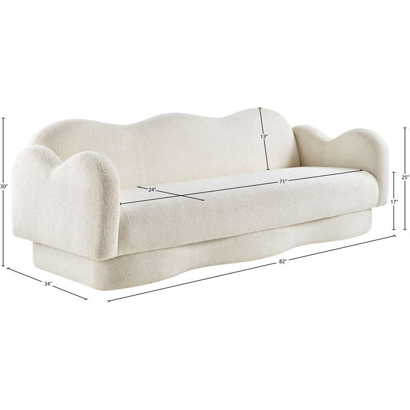 Bowery Hill Contemporary Soft Cream Teddy Durable Fabric Sofa