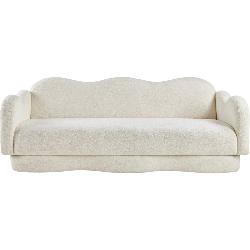 Bowery Hill Contemporary Soft Cream Teddy Durable Fabric Sofa