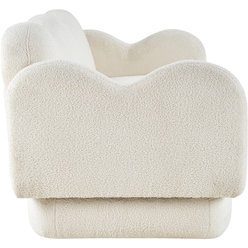 Bowery Hill Contemporary Soft Cream Teddy Durable Fabric Sofa