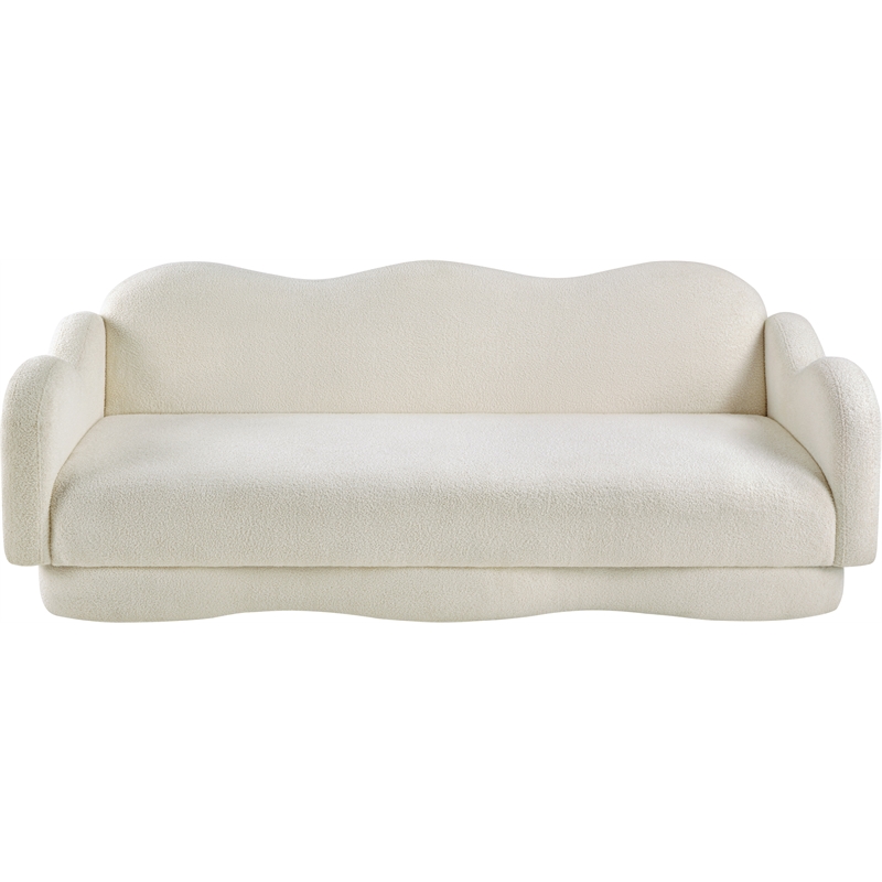 Bowery Hill Contemporary Soft Cream Teddy Durable Fabric Sofa