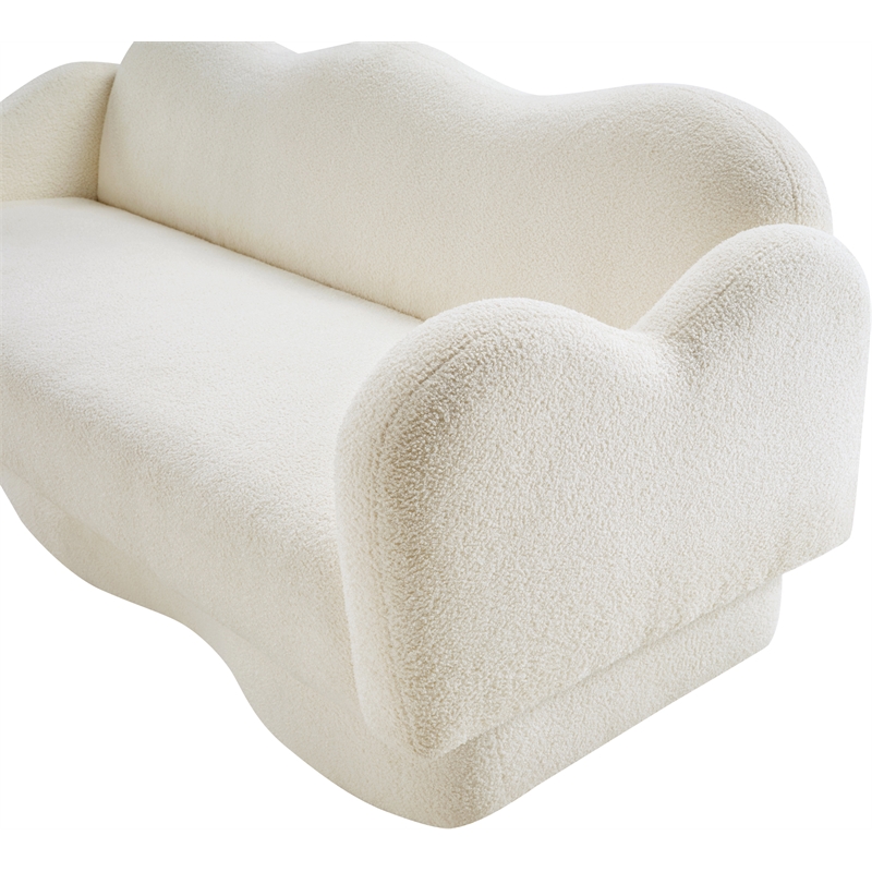 Bowery Hill Contemporary Soft Cream Teddy Durable Fabric Sofa