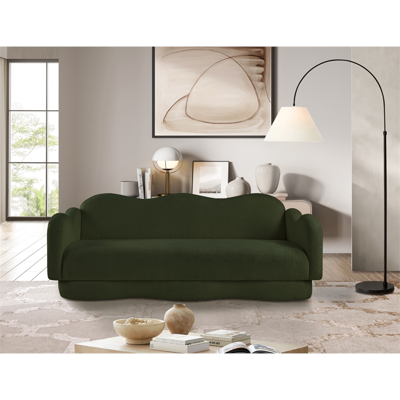 Bowery Hill Contemporary Soft Green Teddy Durable Fabric Sofa