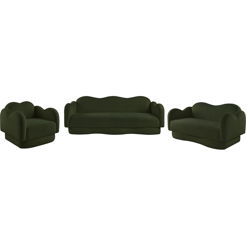 Bowery Hill Contemporary Soft Green Teddy Durable Fabric Sofa