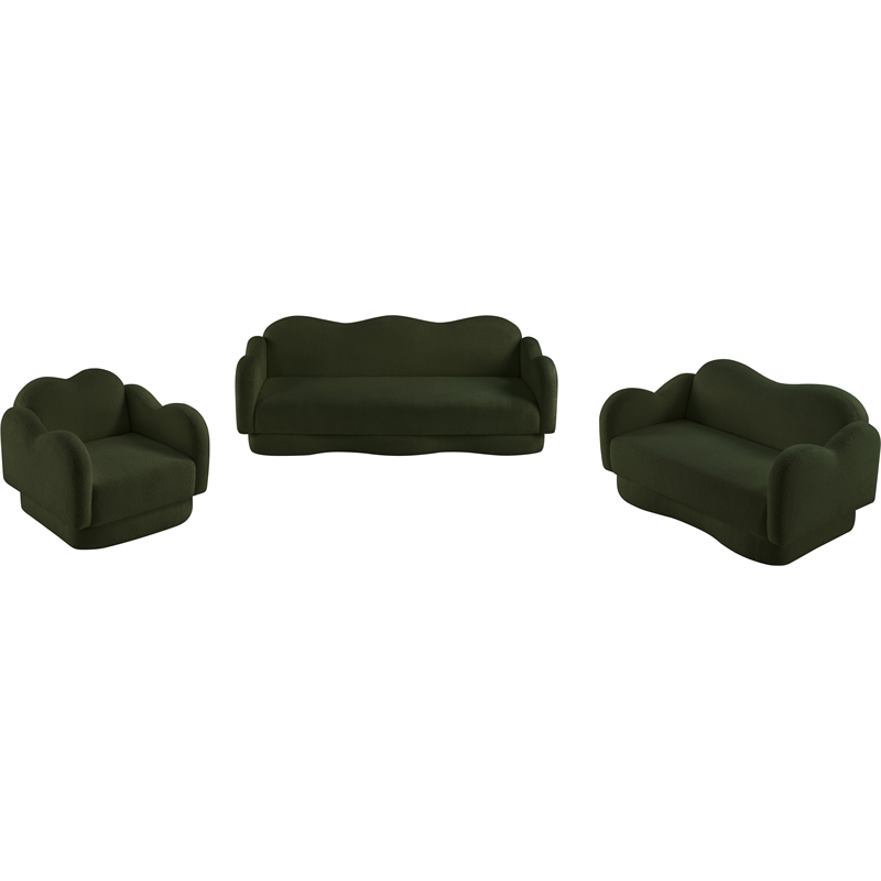 Bowery Hill Contemporary Soft Green Teddy Durable Fabric Sofa