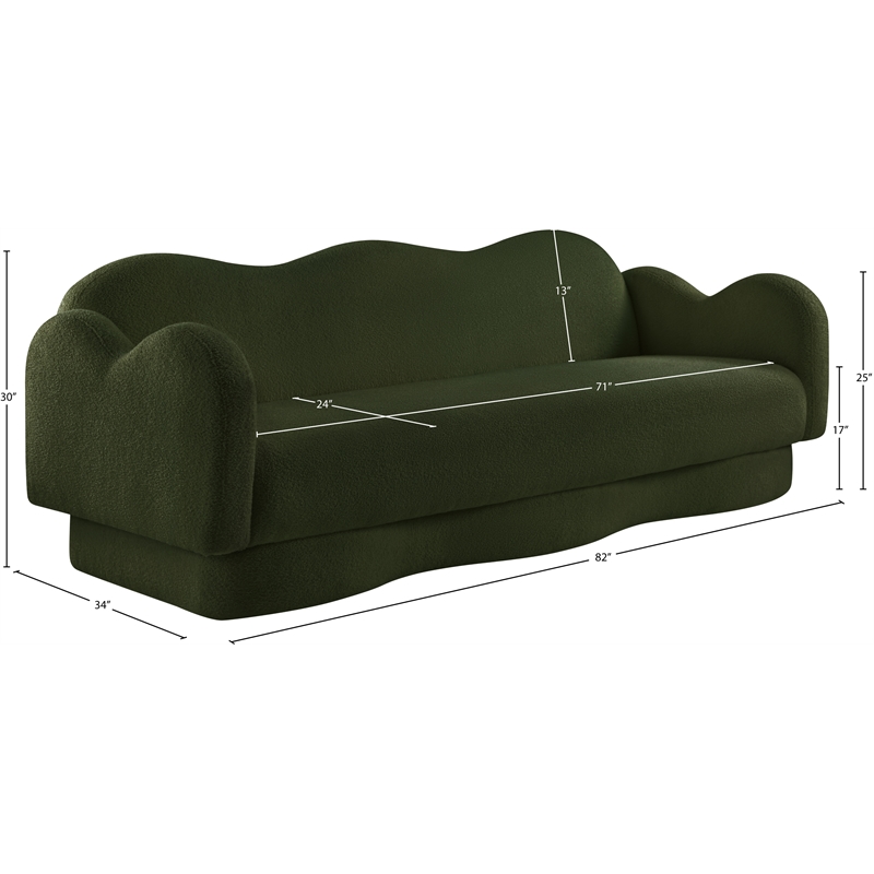 Bowery Hill Contemporary Soft Green Teddy Durable Fabric Sofa