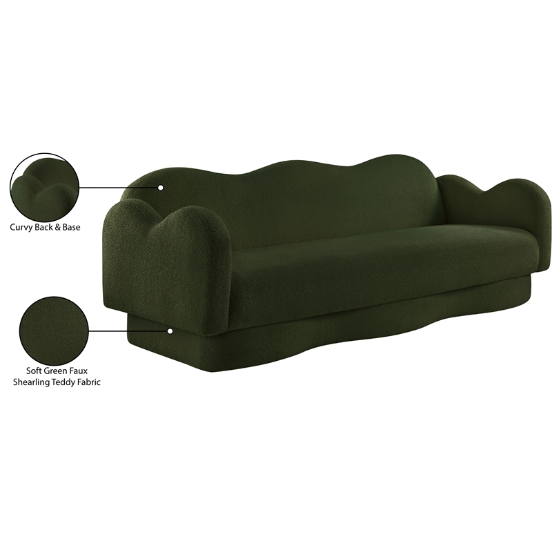 Bowery Hill Contemporary Soft Green Teddy Durable Fabric Sofa