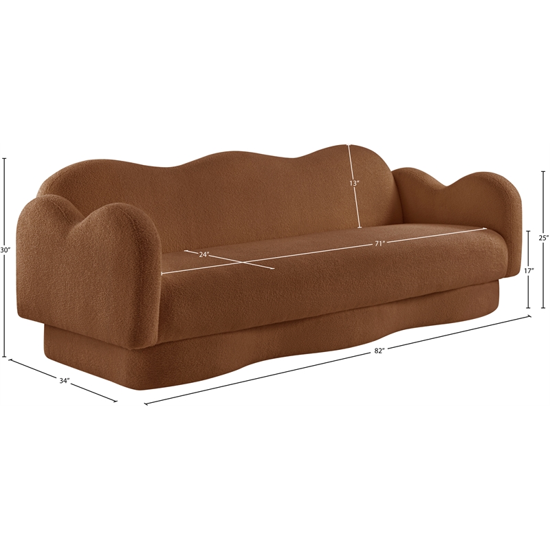 Bowery Hill Contemporary Soft Saddle Teddy Durable Fabric Sofa