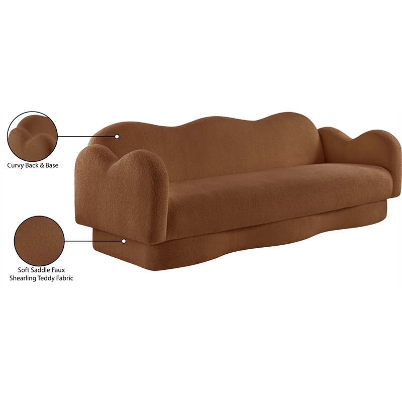 Bowery Hill Contemporary Soft Saddle Teddy Durable Fabric Sofa