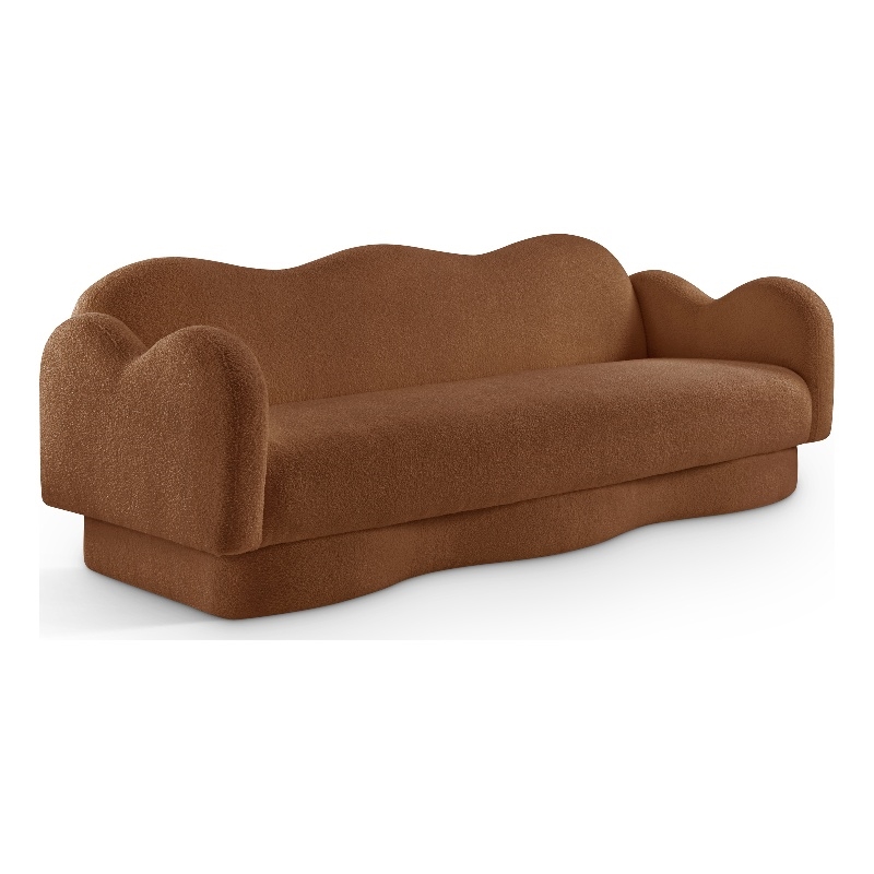 Bowery Hill Contemporary Soft Saddle Teddy Durable Fabric Sofa