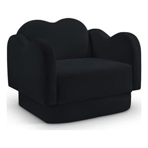 Bowery Hill Contemporary Solid Wood Frame Black Durable Velvet Chair