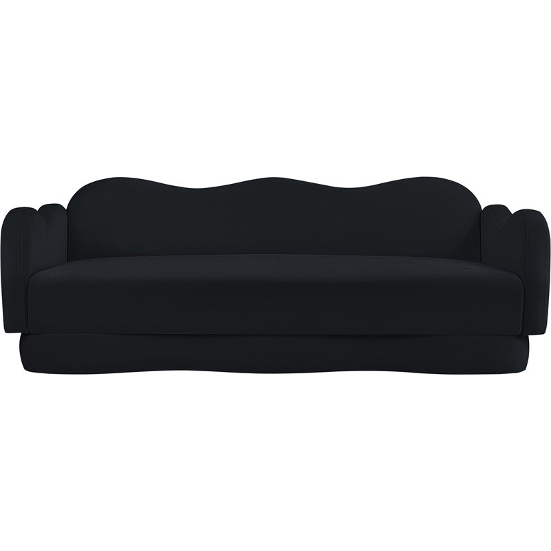 Bowery Hill Contemporary Solid Wood Frame Black Durable Velvet Sofa