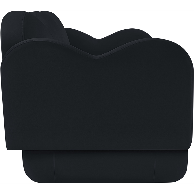 Bowery Hill Contemporary Solid Wood Frame Black Durable Velvet Sofa