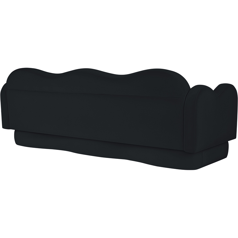Bowery Hill Contemporary Solid Wood Frame Black Durable Velvet Sofa