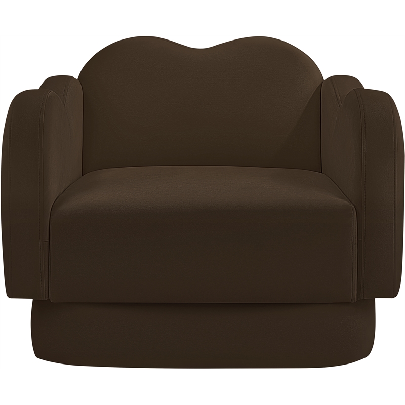 Bowery Hill Contemporary Solid Wood Frame Brown Durable Velvet Chair