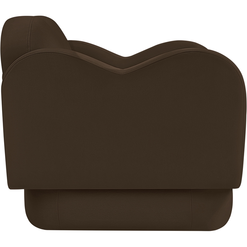Bowery Hill Contemporary Solid Wood Frame Brown Durable Velvet Chair