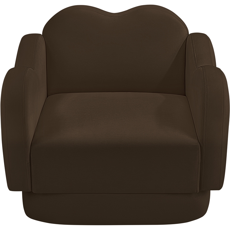 Bowery Hill Contemporary Solid Wood Frame Brown Durable Velvet Chair