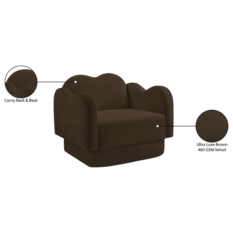 Bowery Hill Contemporary Solid Wood Frame Brown Durable Velvet Chair