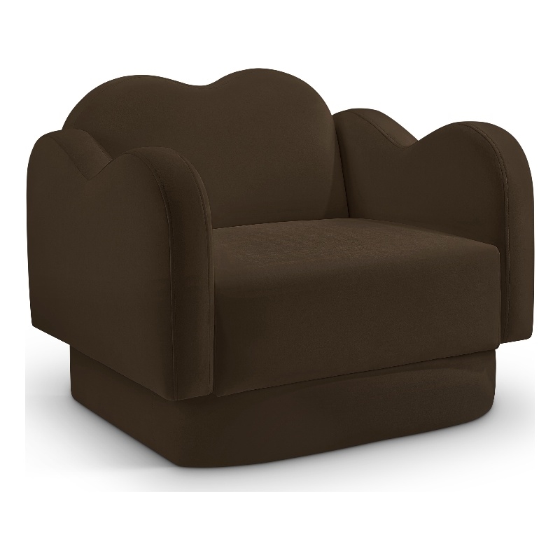 Bowery Hill Contemporary Solid Wood Frame Brown Durable Velvet Chair