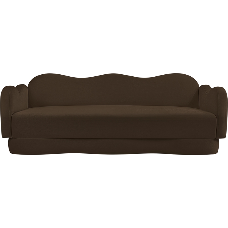 Bowery Hill Contemporary Solid Wood Frame Brown Durable Velvet Sofa