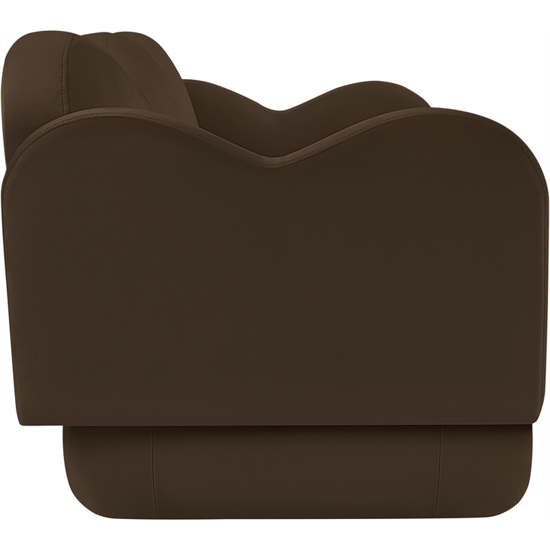 Bowery Hill Contemporary Solid Wood Frame Brown Durable Velvet Sofa