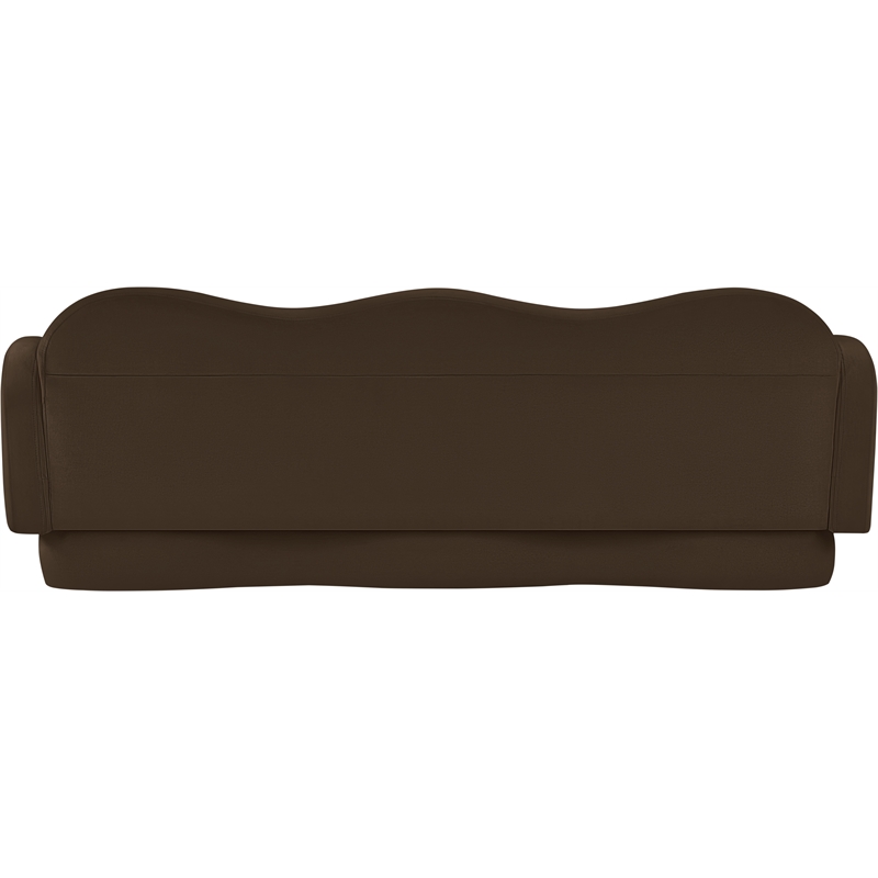 Bowery Hill Contemporary Solid Wood Frame Brown Durable Velvet Sofa