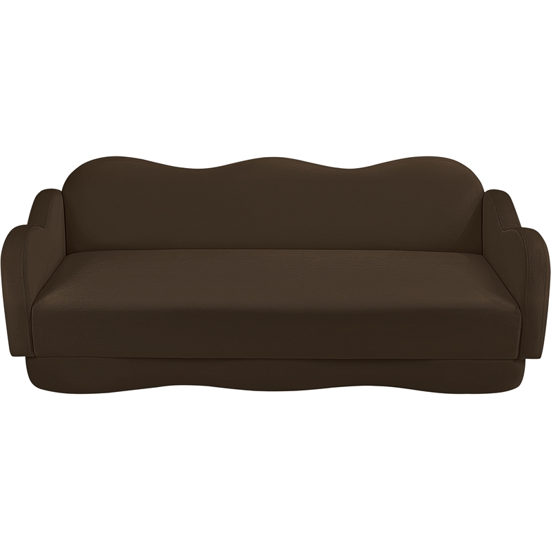 Bowery Hill Contemporary Solid Wood Frame Brown Durable Velvet Sofa
