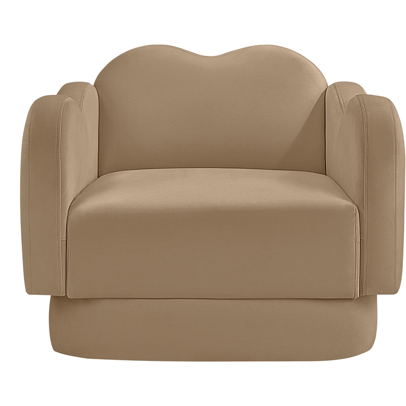 Bowery Hill Contemporary Solid Wood Frame Camel Durable Velvet Chair
