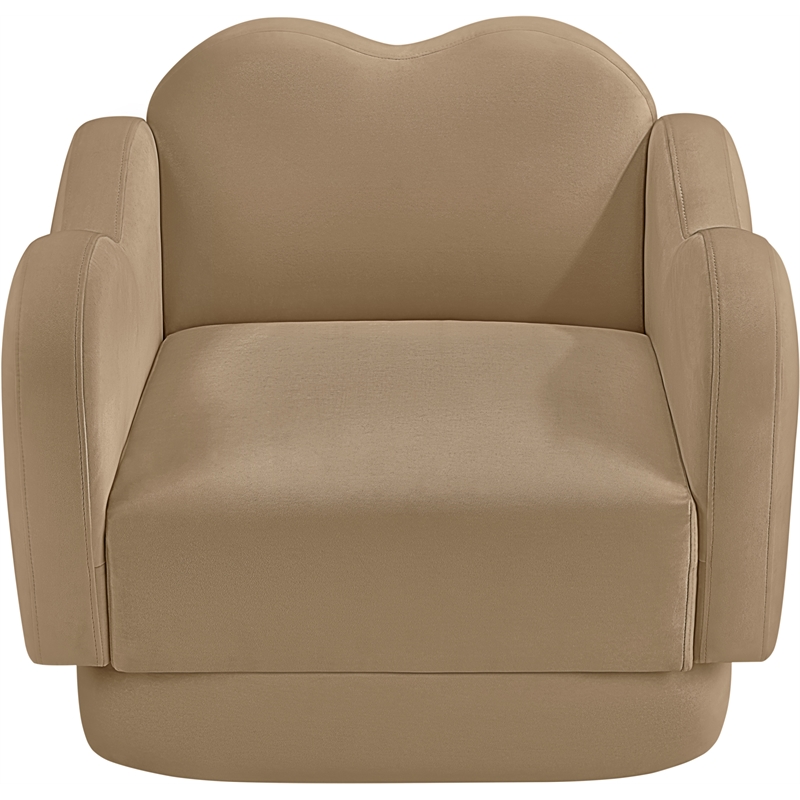 Bowery Hill Contemporary Solid Wood Frame Camel Durable Velvet Chair