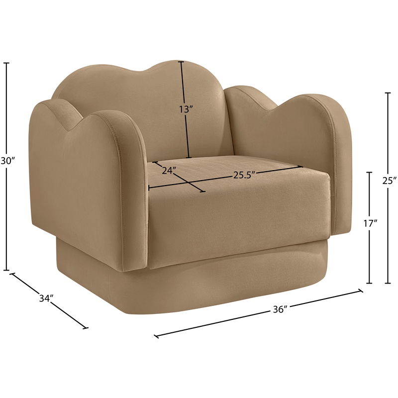 Bowery Hill Contemporary Solid Wood Frame Camel Durable Velvet Chair