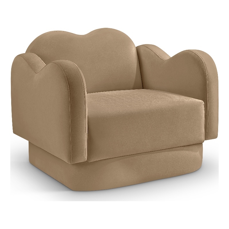 Bowery Hill Contemporary Solid Wood Frame Camel Durable Velvet Chair